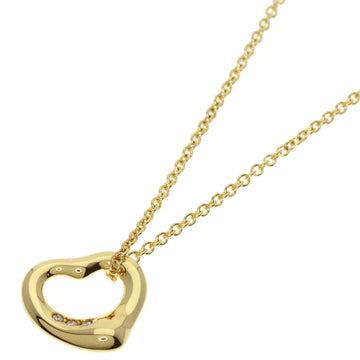 TIFFANY Heart 11mm 3P Diamond Necklace K18 Yellow Gold Women's &Co.