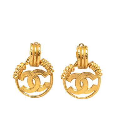 CHANEL Coco Mark Swing Earrings Gold Plated Women's