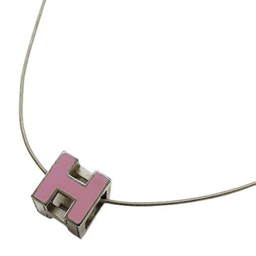 HERMES Necklace Ladies Brand Cage Do Ash H Cube Silver Pink