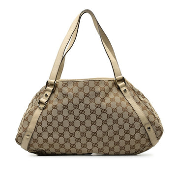 GUCCI GG Canvas Abby Tote Bag Shoulder 130736 Beige Leather Women's