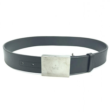 GUCCI Silver Buckle Leather Belt Size 85 Black 114990