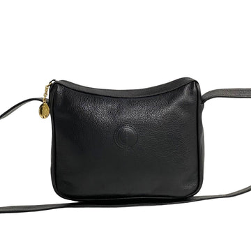 GUCCI Old  GG Charm Metal Fittings Leather Shoulder Bag Pochette Black 626-2