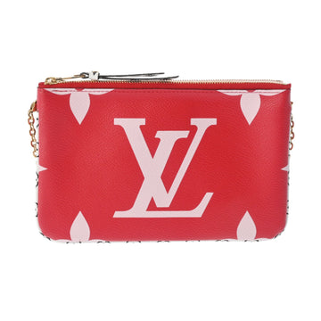 LOUIS VUITTON Monogram Giant Pochette Double Zip Red/Pink M67561 Women's Canvas Shoulder Bag