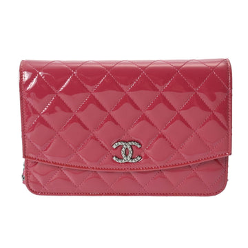 CHANEL Matelasse Chain Wallet Pink Silver Hardware 8692 Women's Enamel Shoulder Bag
