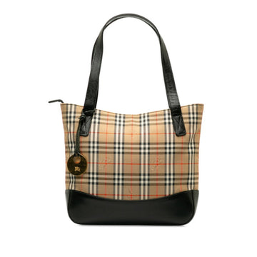 BURBERRY Nova Check Shadow Horse Tote Bag Beige Brown Canvas Leather Women's