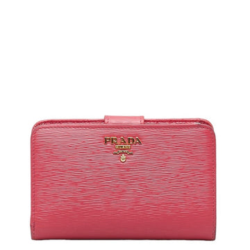 PRADA Saffiano Bi-fold Wallet 1ML225 Pink Leather Women's