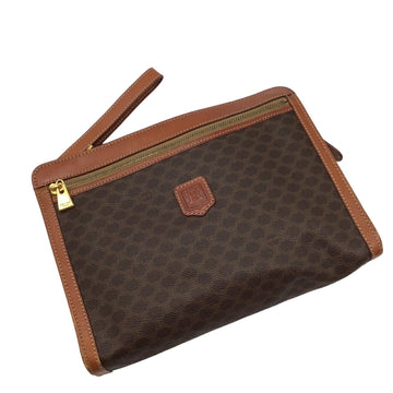 CELINE Macadam Second Bag Clutch Handbag PVC Leather Brown Compact Men's Women's Unisex