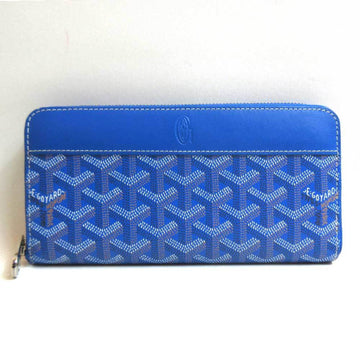 GOYARD Wallet Matignon Zip GM Henry Bone Coated Canvas x Leather Blue
