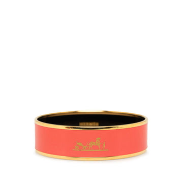 HERMES Caleche GM Carriage Bangle Gold Red Plated Women's