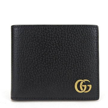 GUCCI Wallet 428726 GG Marmont Leather Black Business Card Holder/Card Case Bifold Women's Men's