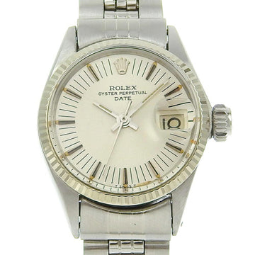 ROLEX Date Watch 6517 Stainless Steel Automatic Silver Dial Ladies