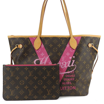 LOUIS VUITTON Tote Bag Neverfull MM M43299 Monogram Canvas Pink Brown Hawaii Limited Made in USA Women's
