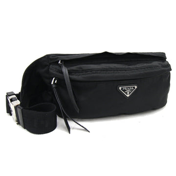 PRADA Waist Bag 1BL034 Black Nylon Leather Body Pouch Belt Buckle Ladies Men