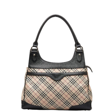 BURBERRY Nova Check Handbag Bag Beige Black Canvas Leather Women's