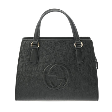 GUCCI Soho Interlocking Outlet Black 607722 Women's Calfskin Handbag