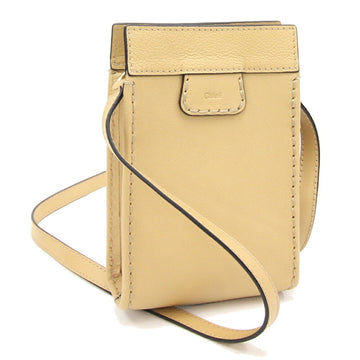 CHLOeChloe  Shoulder Bag Edith Phone Pouch CHC21WP165 Beige Leather Smartphone Case Mobile Women's