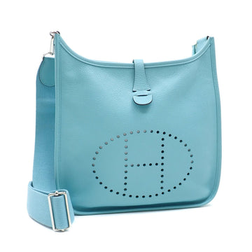 HERMES Evelyn 3 PM Shoulder Bag for Women Blue Atoll Light Epsom Leather T Stamp Made in 2015
