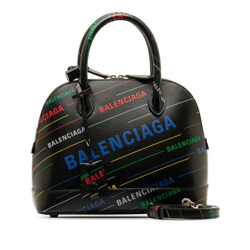 BALENCIAGA Ville S Handbag Shoulder Bag 550644 Black Multicolor Leather Women's
