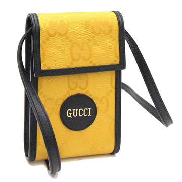 GUCCI Shoulder Bag Off the Grid 625599 Yellow Black Canvas Leather Pochette Smartphone GG