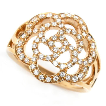 CHANEL K18PG Pink Gold Camellia Open Work Ring J10808 Diamond 50 5.1g Ladies