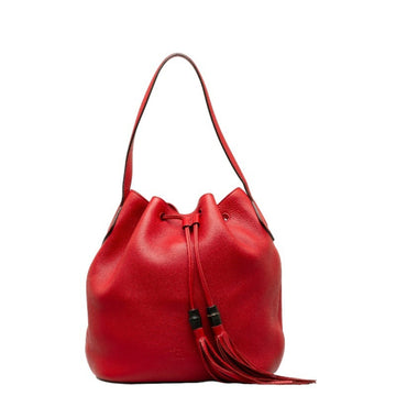 GUCCI Bamboo Tassel Bag 354472 Red Leather Women's