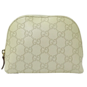 GUCCI Pouch Women's Brand Shima Leather Ivory 141810 Cosmetic Accessory Case