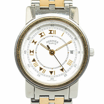 HERMES Carrick Watch CA1.220 Quartz White Dial Stainless Steel Plated Women's
