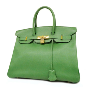 HERMES Handbag Birkin 35 B Engraved Couchevel Green Ladies