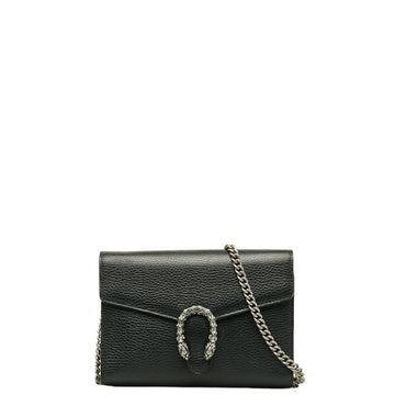GUCCI Dionysus Chain Shoulder Bag Wallet 401231 Black Leather Women's