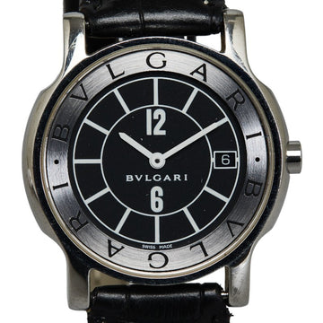 BVLGARI Solotempo Leather [non-original] Watch ST35S Quartz Black Dial Stainless Steel Women's