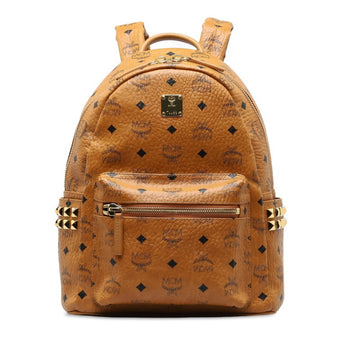 MCM Visetos Glam Studs Backpack MMKAAVE10 Brown Leather Women's