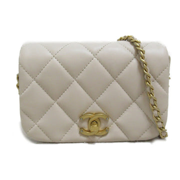 CHANEL ChainShoulder Bag Beige Lambskin [sheep leather] AS2011