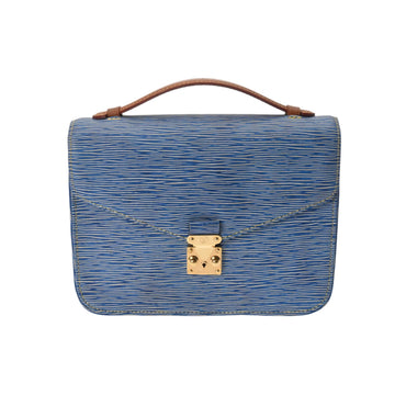 LOUIS VUITTON Epi Denim Monogram Reverse Pochette Metis MM Blue M43991 Women's Leather Handbag