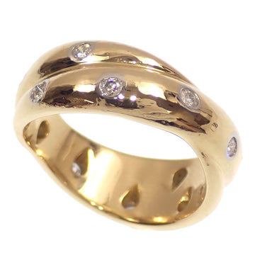 TIFFANY Dots Twist Ring for Women, Diamond, K18YG, Pt950, Size 11, 9.2g, 18K 750 Yellow Gold, Platinum