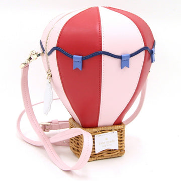 KATE SPADE Shoulder Bag Up & Away Hot Air Balloon Crossbody Light Pink Red Blue Leather Wicker Women's