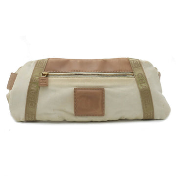 CHANEL Sport Line Coco Mark Body Bag Waist Pouch Canvas Ivory Beige