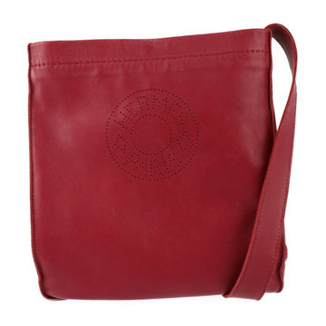 HERMES Cru de Celle Serie Shoulder Bag Lambskin Rouge Bordeaux Pochette N Stamp