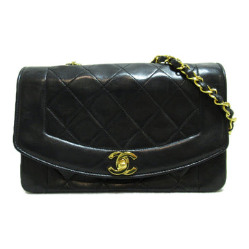 CHANEL Diana Flap Matelasse Chain Shoulder Bag Black Lambskin [sheep leather]