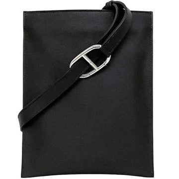 HERMES Body Bag Portefeuille Pochan Plus Black Chaine d'Ancre f-20172 Shoulder Leather Swift U Stamp  Unisex