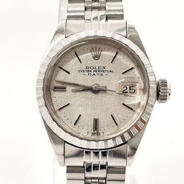 ROLEX Oyster Perpetual Date 6924 [back cover 6919] Watch Stainless Steel Silver Automatic Winding Dial Ladies
