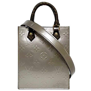 LOUIS VUITTON 2-way bag Petite Sac Plat Taupe Greige Monogram Vernis M90564 Bag Shoulder Patent leather canvas KF3290