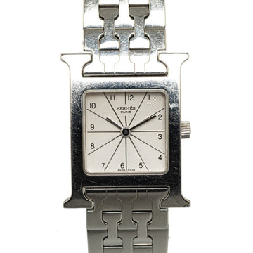 HERMES H Watch Wristwatch HH1.210 Quartz White Dial Stainless Steel Ladies