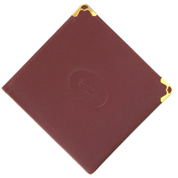 CARTIER Bi-fold Wallet Must de Bordeaux Leather Compact Men's