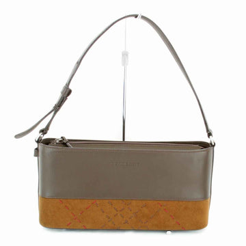 BURBERRY Stitch Handbag Leather Brown Ladies