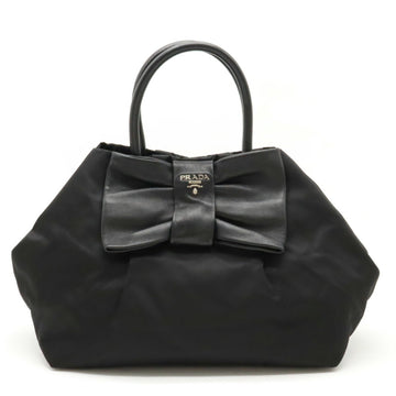 PRADA Tote Bag Handbag Ribbon Nylon Nappa Leather NERO Black Purchased at a domestic boutique BN1601