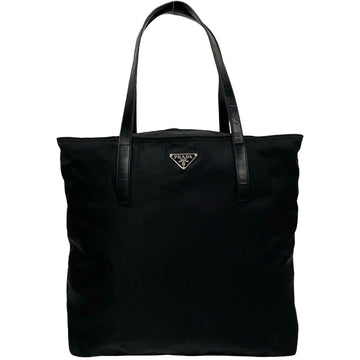 PRADA Triangle metal fittings Nylon Leather Tote bag Handbag Bag Storage possible Black 55998