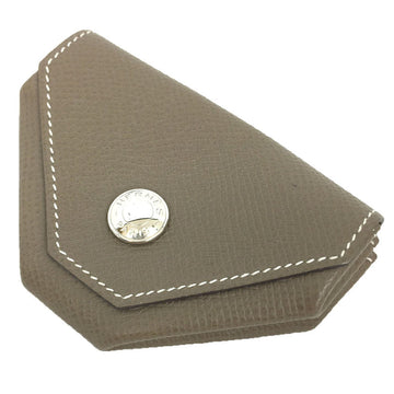 HERMES Le Vin Cat Coin Case Leather Etoupe Men's Women's Wallet