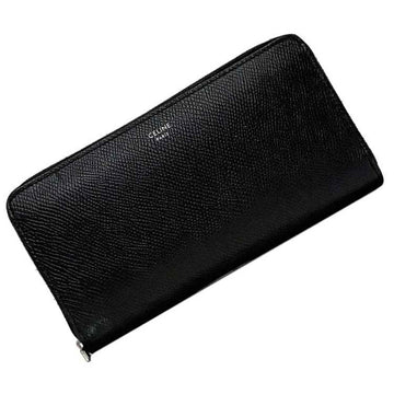 CELINE Round Long Wallet Large Zipped Black 10B553BEL f-20135 Leather  Women's