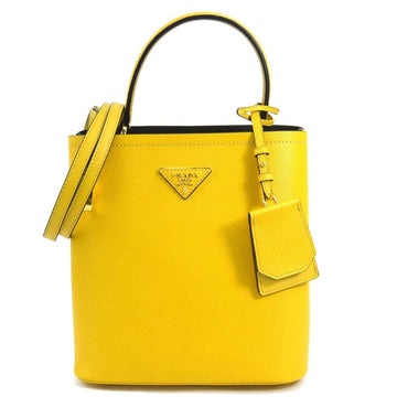 PRADA Handbag Crossbody Shoulder Bag Leather Yellow Ladies 1BA217