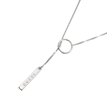 GUCCI Lariat Necklace 54cm K18 WG White Gold 750